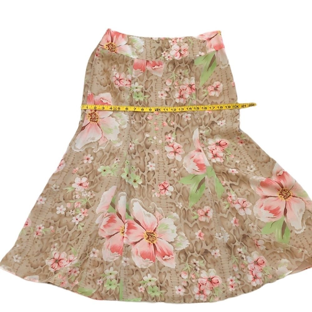 Studio by Liz Claiborne Women’s Beige Pink Abstract Floral Midi Skirt Size 8 - Picture 5 of 9